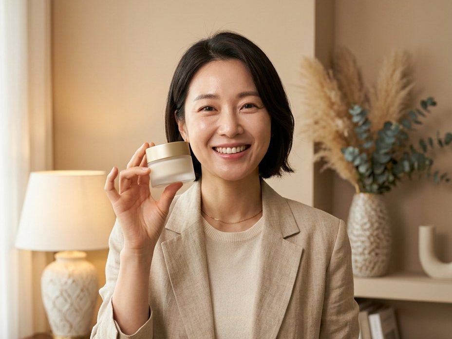 상품을 소개하며 라이브 방송 중인 모습